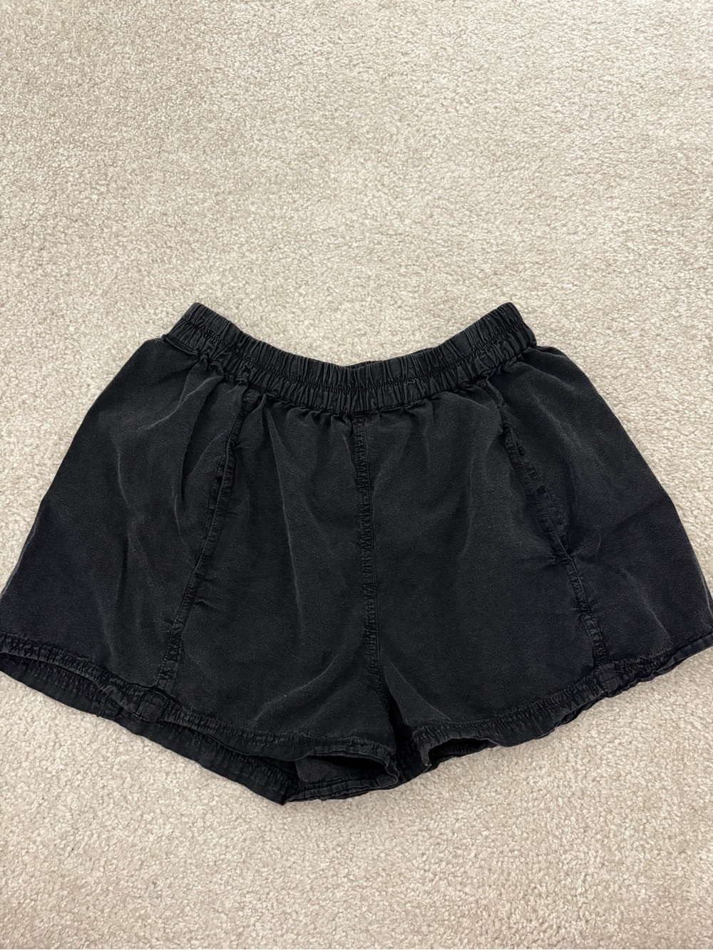 Free People Washed Black Women's Elastic-Waist Casual Shorts